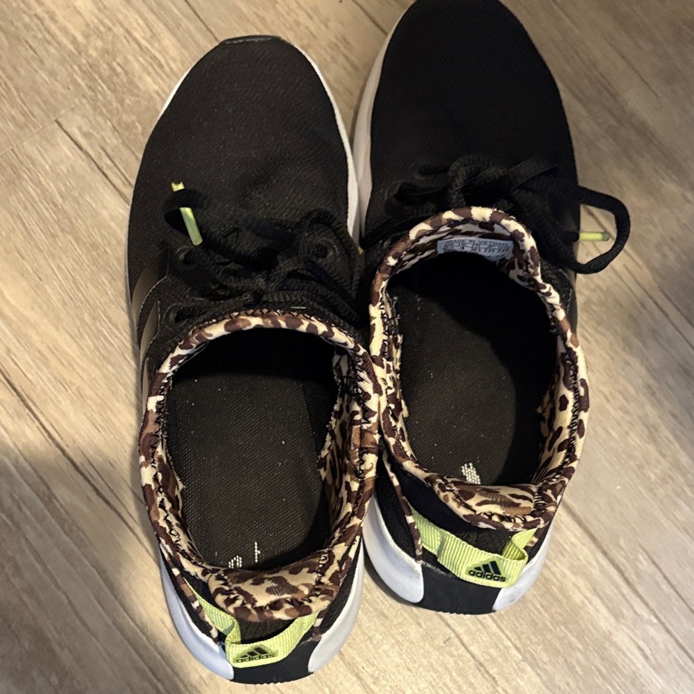 Adidas Kids Black Sneakers with Leopard Print